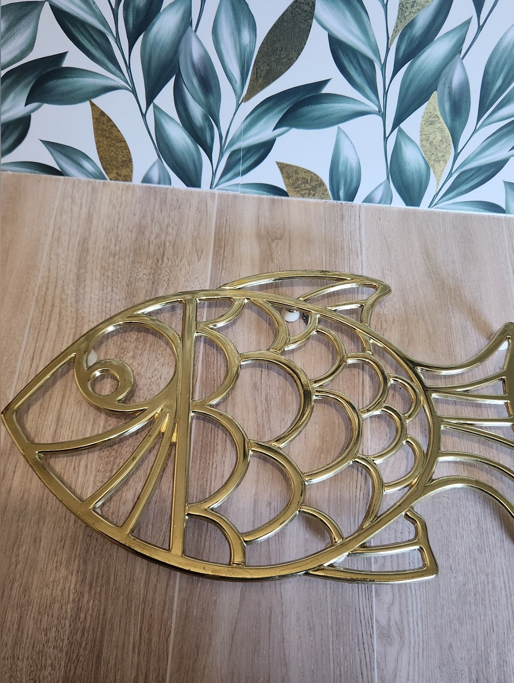 Vintage Leonard Silver Plate Fish Trivet Made in Italy MCM Wall Decor 10.25"